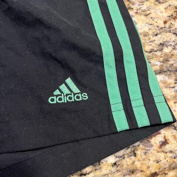 ADIDAS Womens L/XL 14 Athletic Running Shorts Black 3 Stripe Drawstrings - Picture 4 of 7